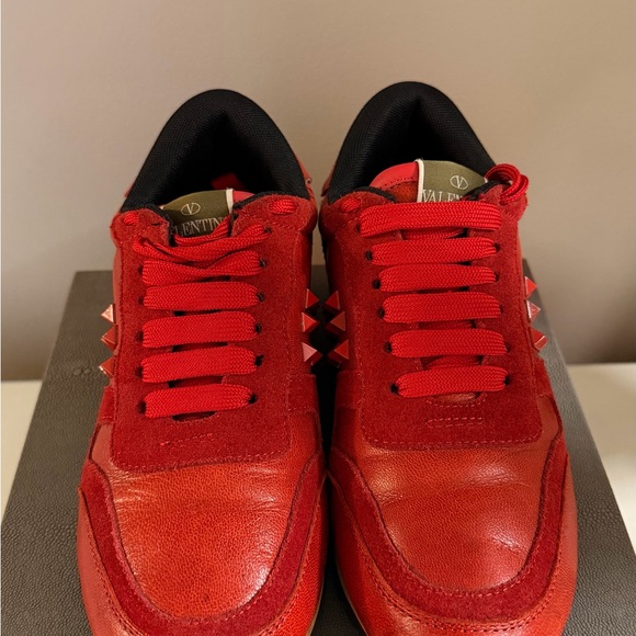 Valentino Shoes - Valentino Garavani rockrunner stud red sneakers size 37/7 Red Sneakers